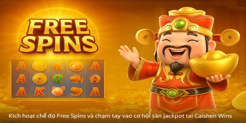 Kích hoạt chế độ Free Spins và chạm tay vào cơ hội săn jackpot tại Caishen Wins