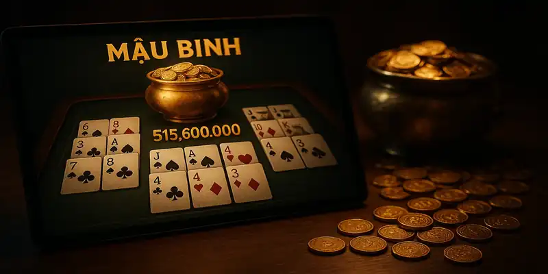 Giao diện game bài Mậu Binh với hũ vàng tích lũy cao