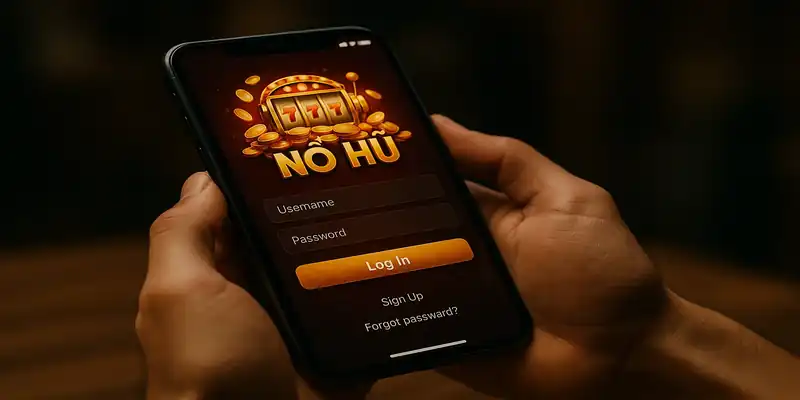 Giao diện đăng nhập trên ứng dụng game Nổ hũ bằng điện thoại
