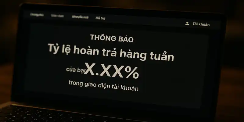 Thông báo tỷ lệ hoàn trả hàng tuần trong giao diện tài khoản