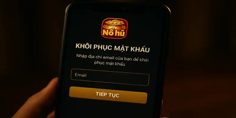 Màn hình hỗ trợ khôi phục mật khẩu trong app Nổ hũ