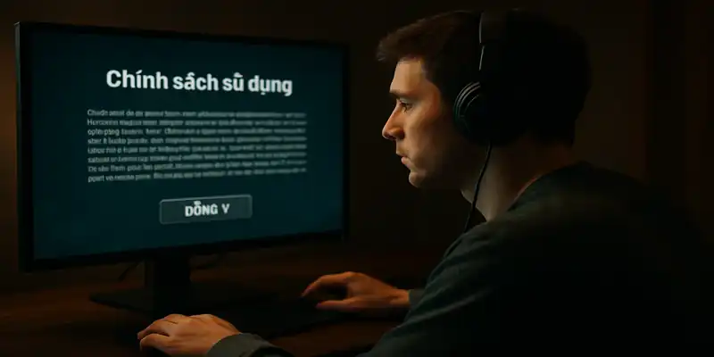 Người chơi xác nhận đồng ý chính sách sử dụng trước khi bắt đầu chơi game