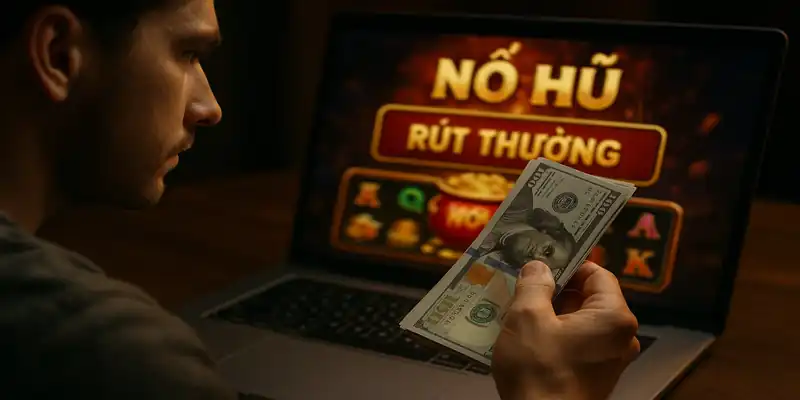 Người chơi đang thực hiện lệnh rút thưởng trong game Nổ hũ