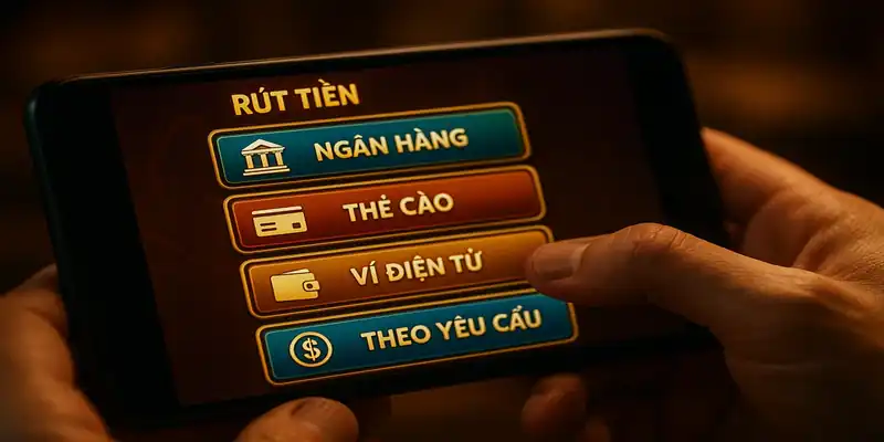 Các lựa chọn rút tiền trong giao diện game Nổ hũ